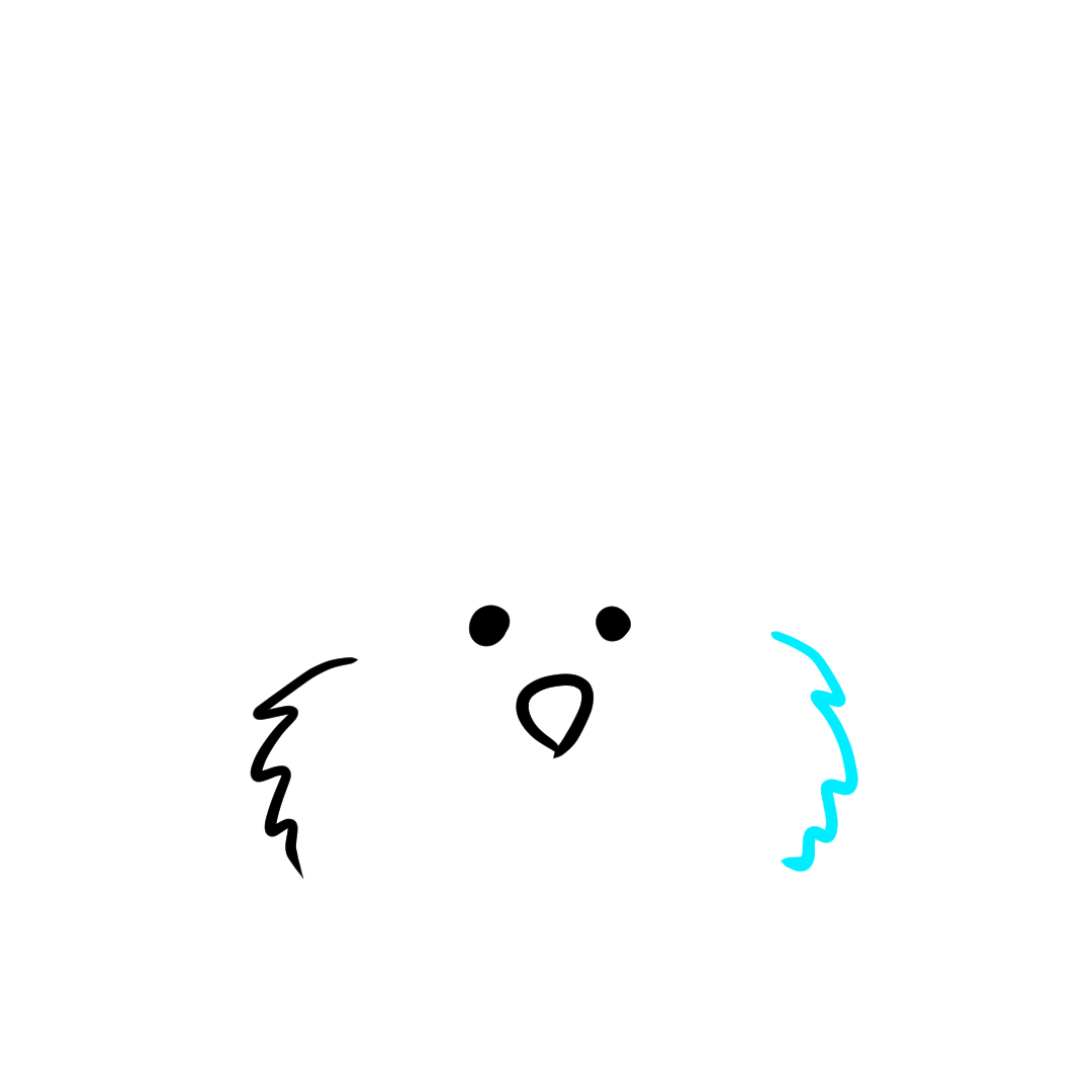 Step 4 of drawing a bunny face showing the right cheek