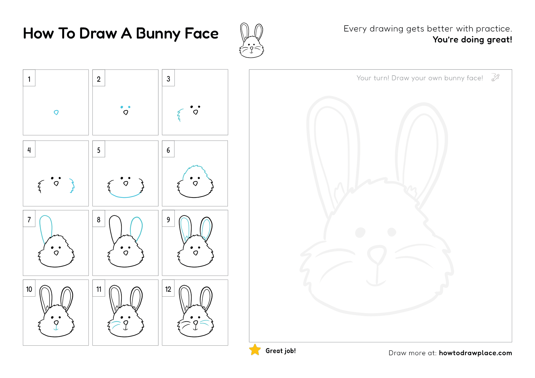 Preview of free Bunnies drawing printable worksheet