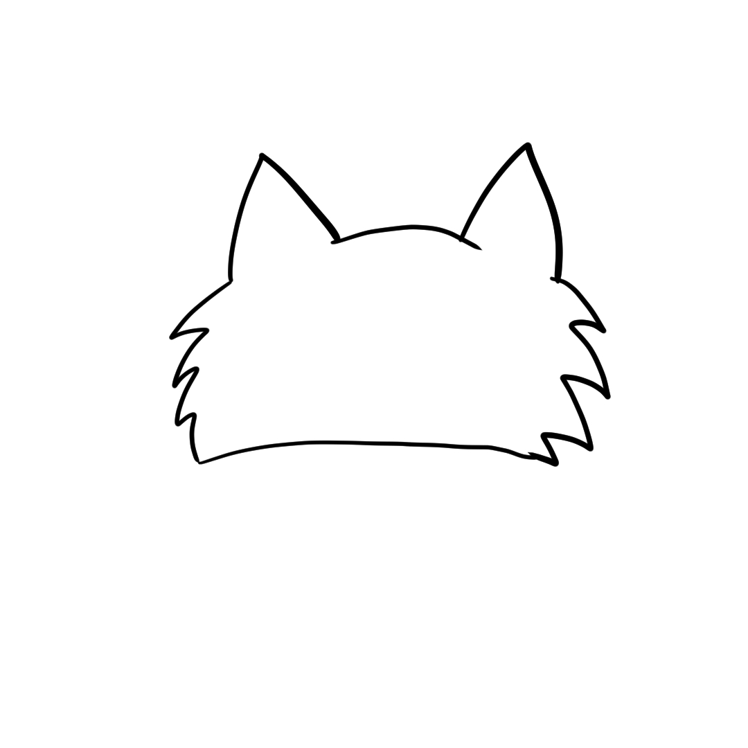 Step 5 of drawing a cat face showing the chin