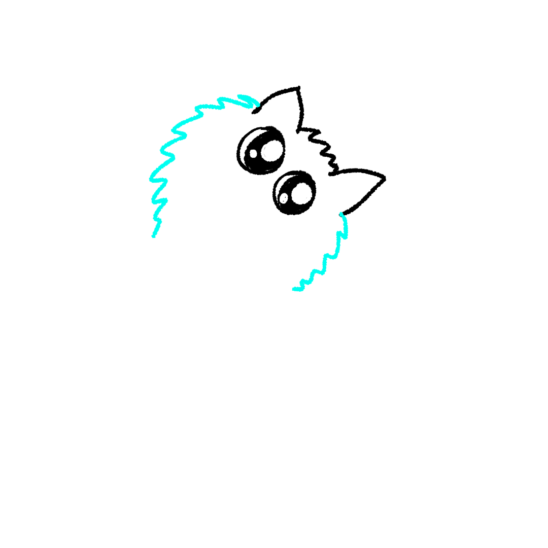 Step 5 how to draw a cute cat - draw the fluffy face outline