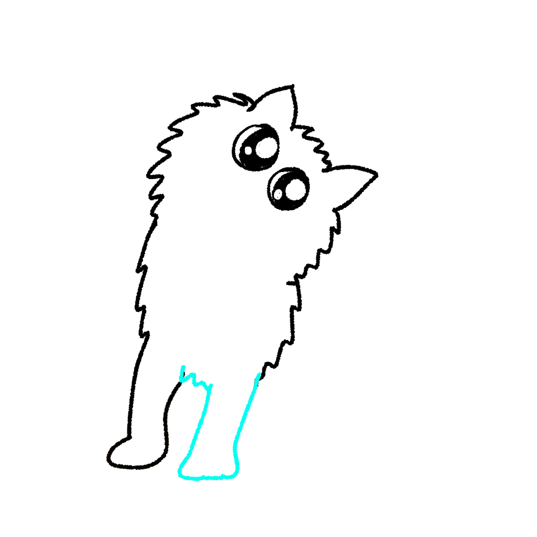 Step 8 how to draw a cute cat - draw the second front leg
