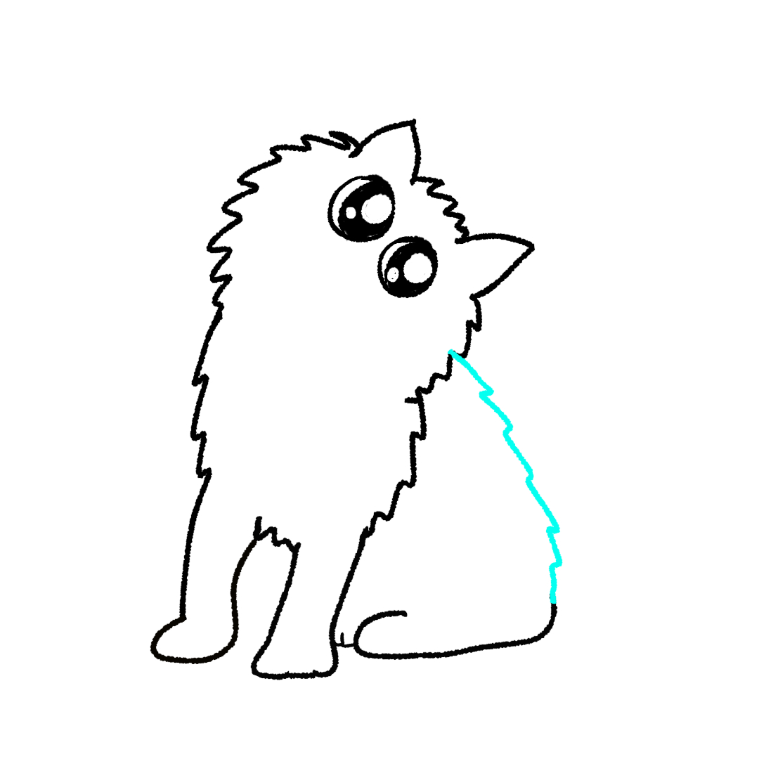 Step 10 how to draw a cute cat - draw the fluffy tail