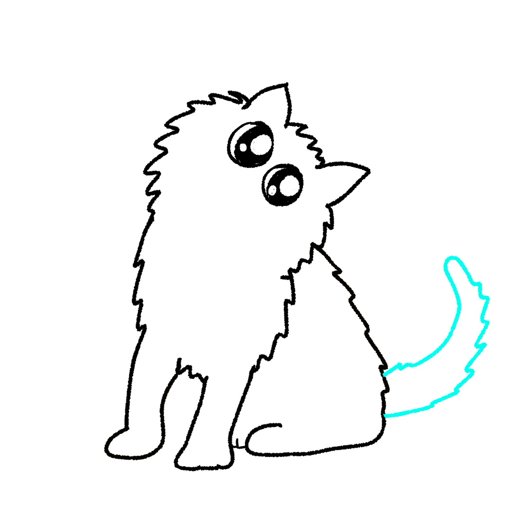 Step 11 how to draw a cute cat - draw the nose and smiling mouth