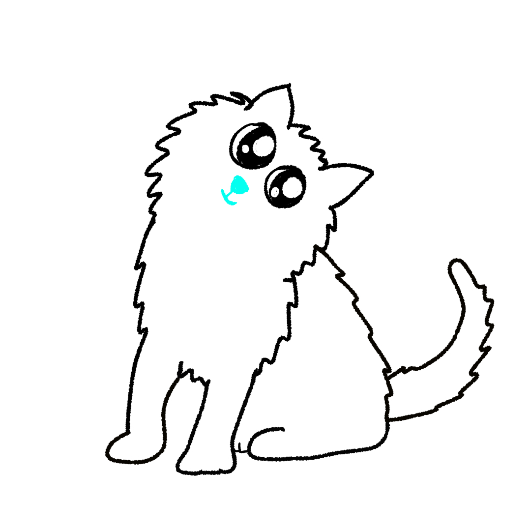 Step 12 how to draw a cute cat - add whiskers ear details and paw lines