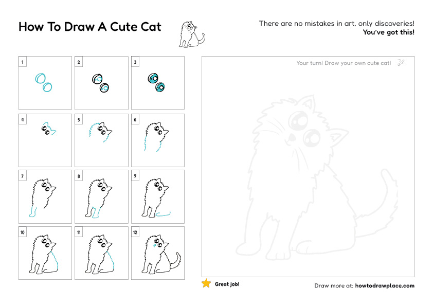 Preview of free Cats drawing printable worksheet