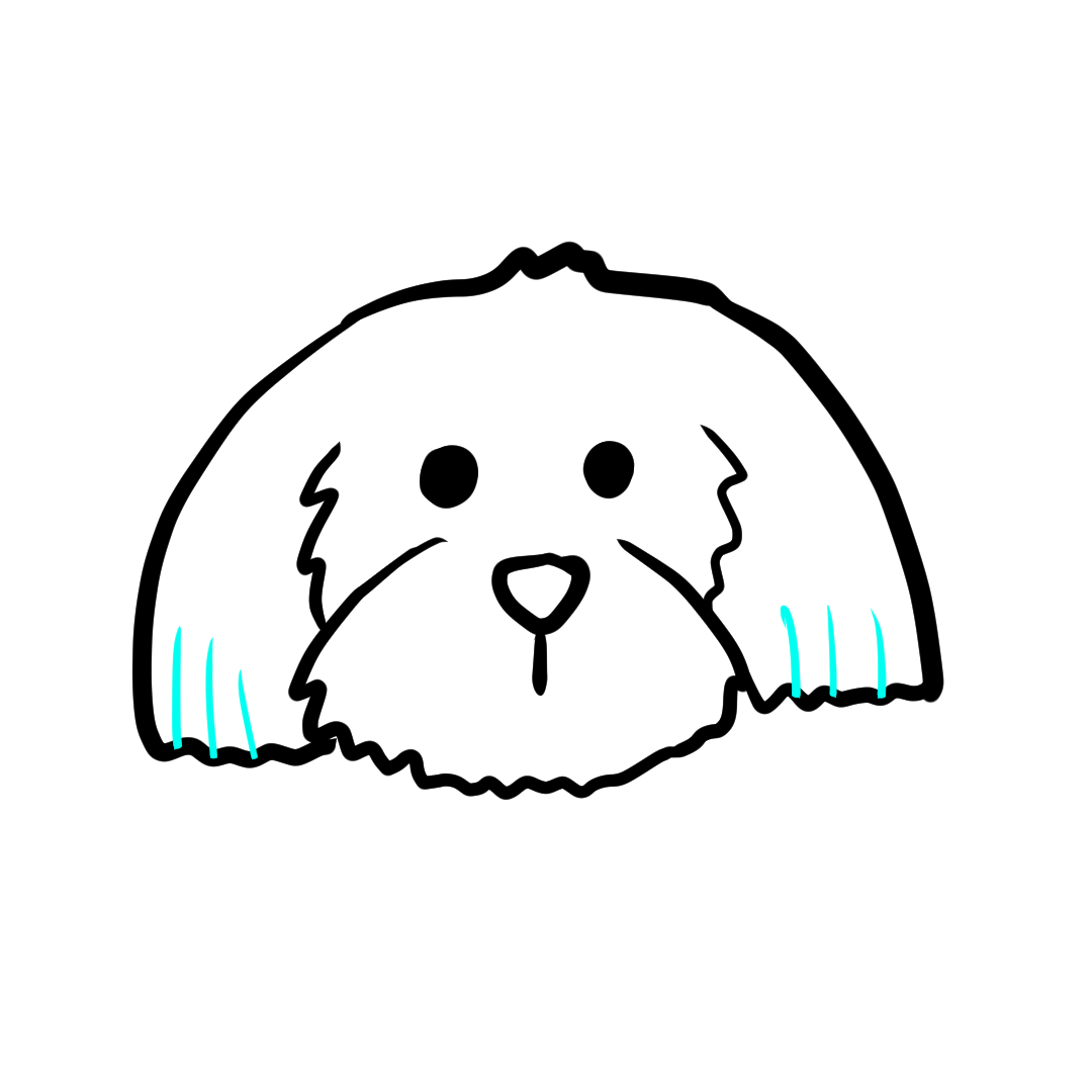 Step 10 of drawing a dog face, showing fur lines inside the ears