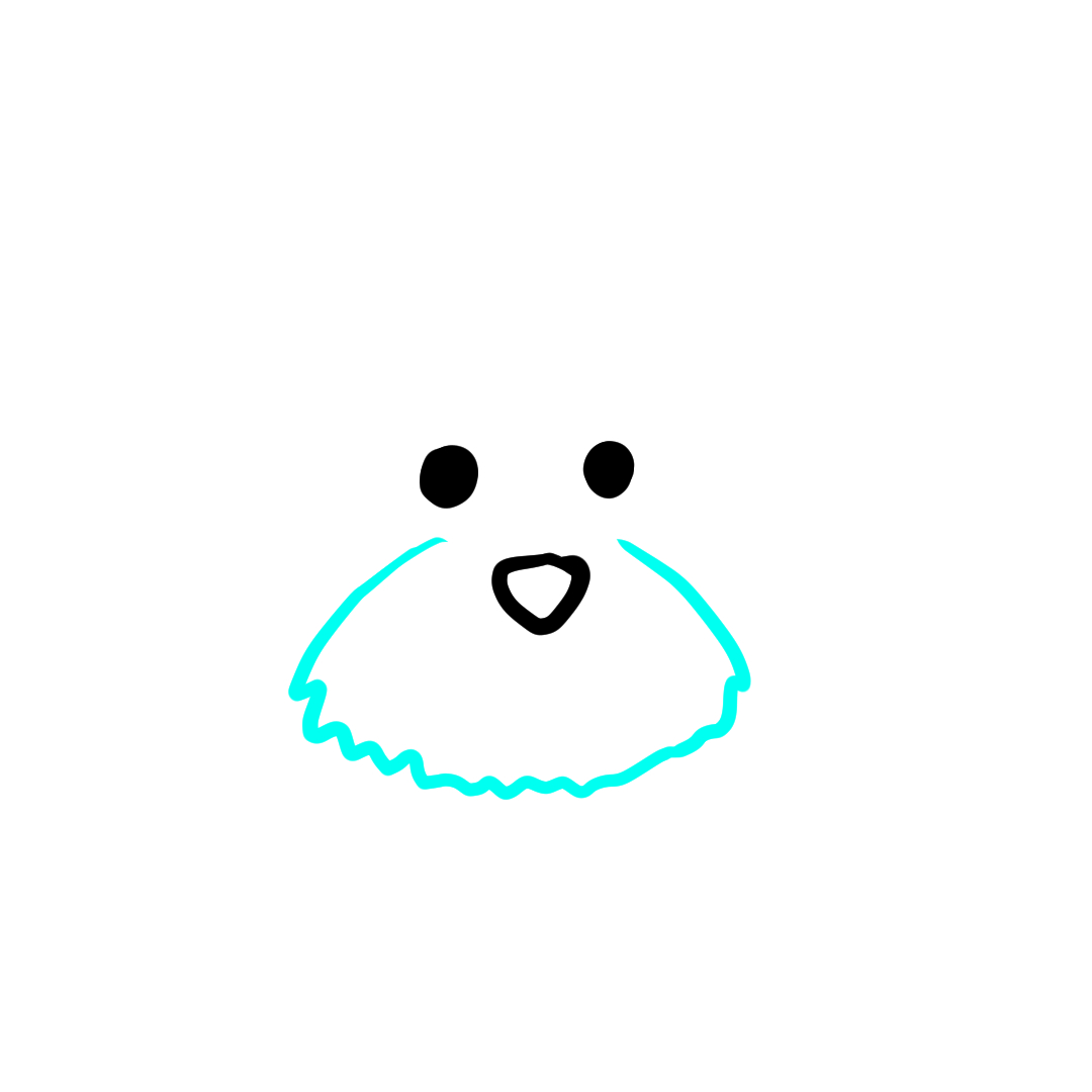 Step 3 of drawing a dog face, showing the fluffy muzzle