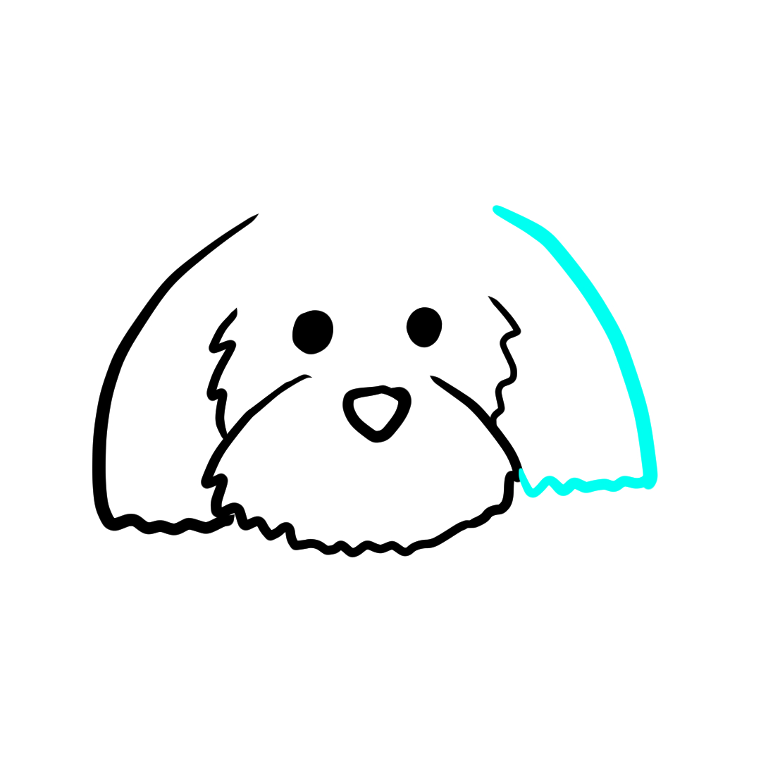 Step 7 of drawing a dog face, showing both ears