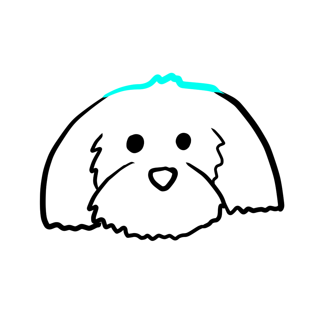 Step 8 of drawing a dog face, showing the full head outline