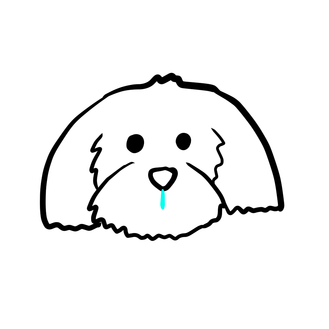 Step 9 of drawing a dog face, showing the mouth and tongue