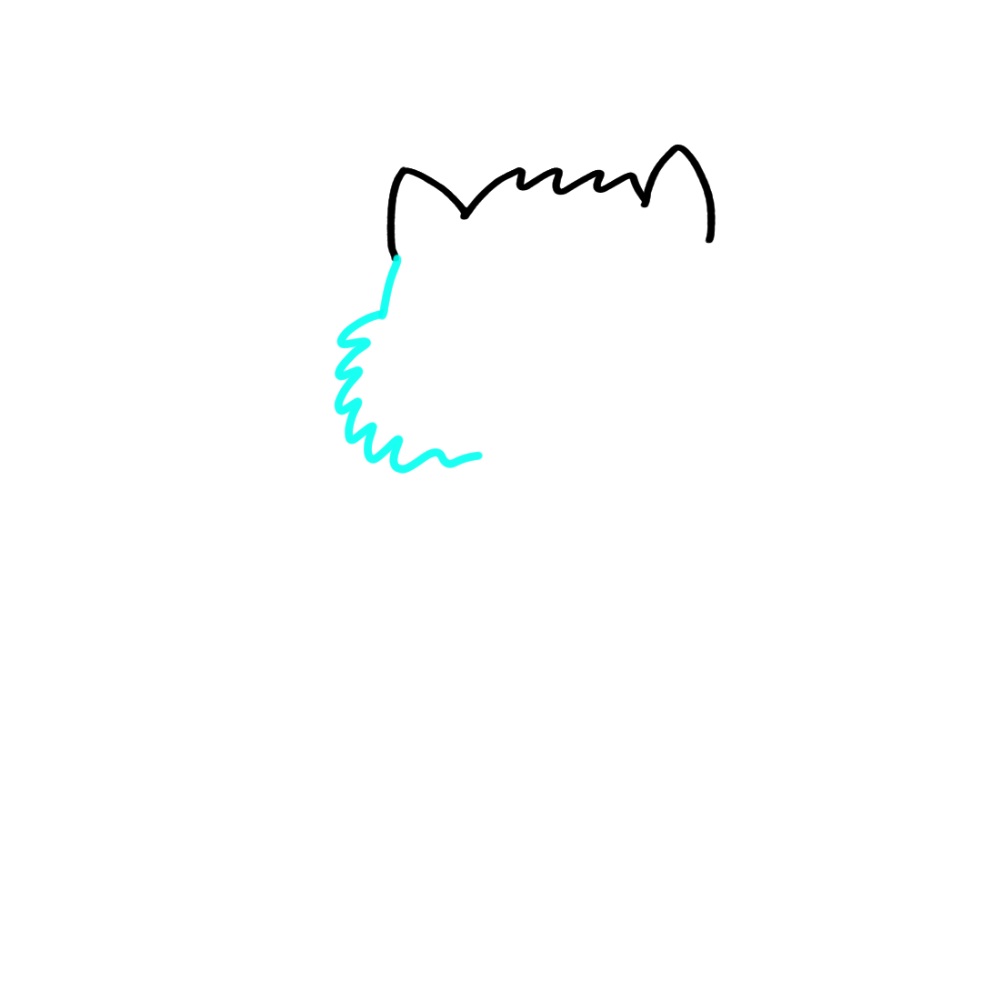 Step 2 how to draw a fluffy cat - draw the fluffy left side of the cat face
