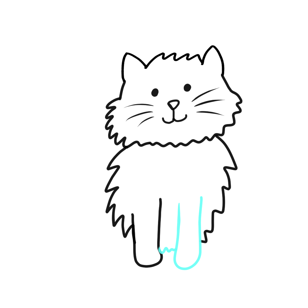 Step 7 how to draw a fluffy cat - draw the second front leg