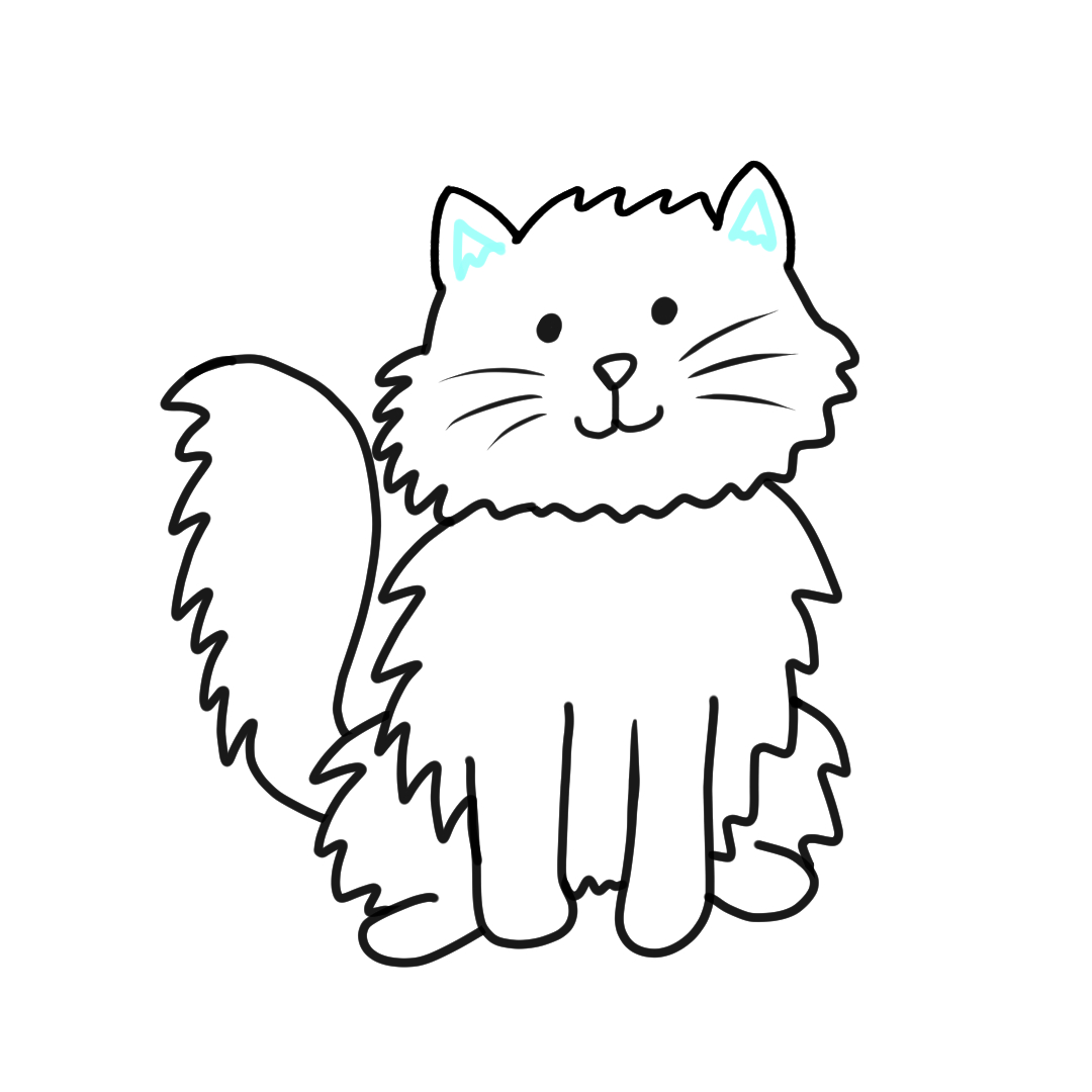 Step 11 how to draw a fluffy cat - add inner ear details