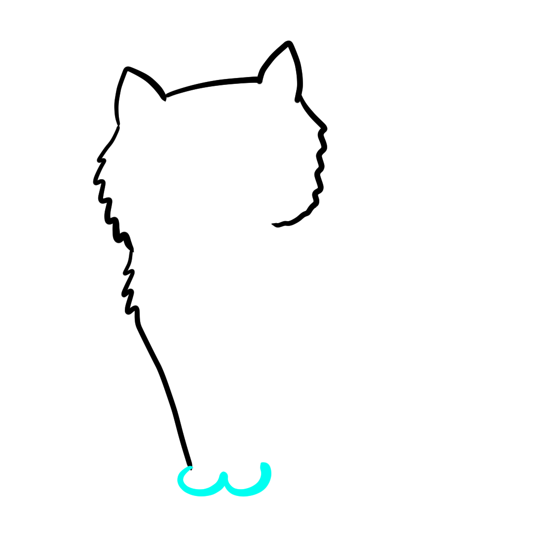 Step 6 of drawing a simple cat showing the paws