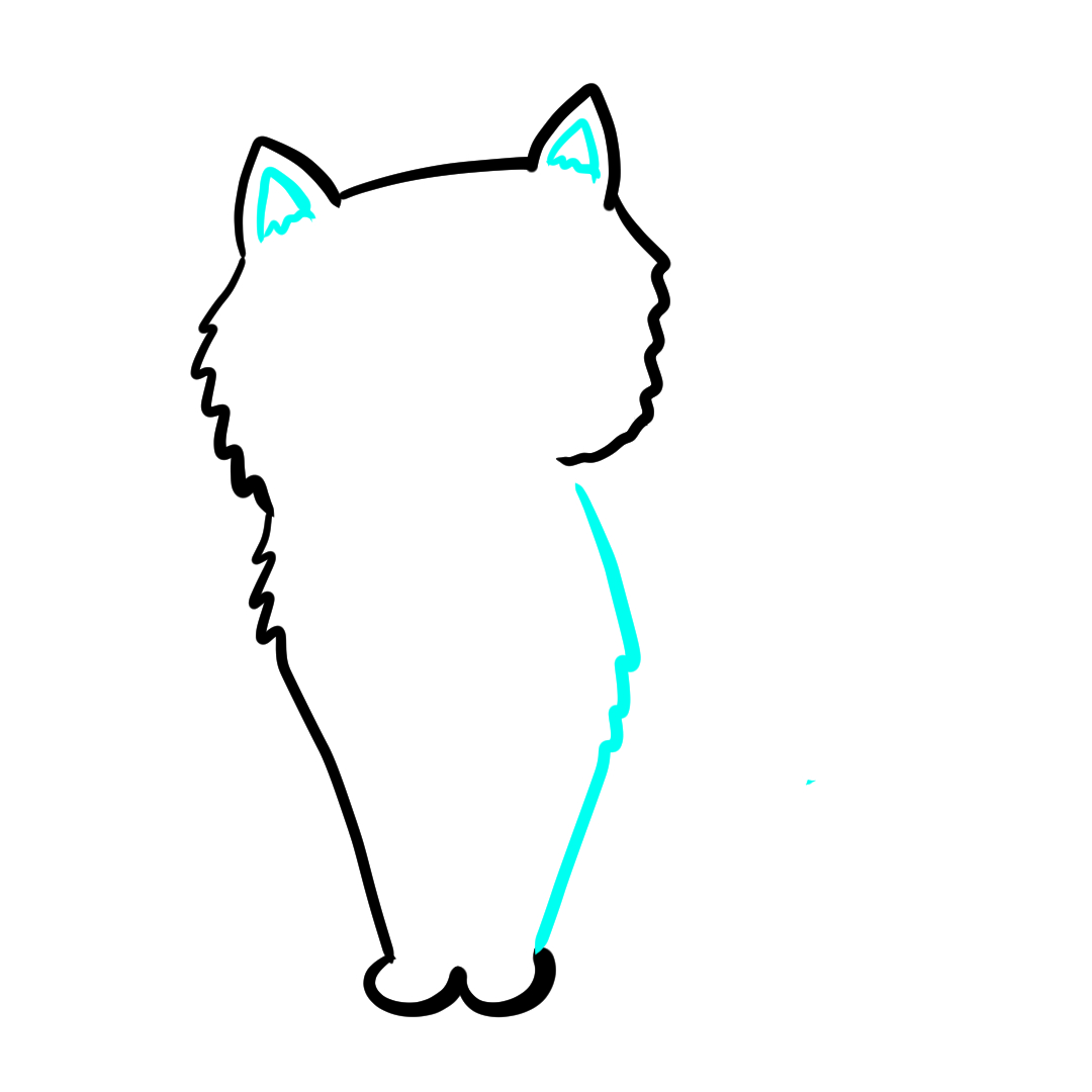 Step 7 of drawing a simple cat showing inner ears