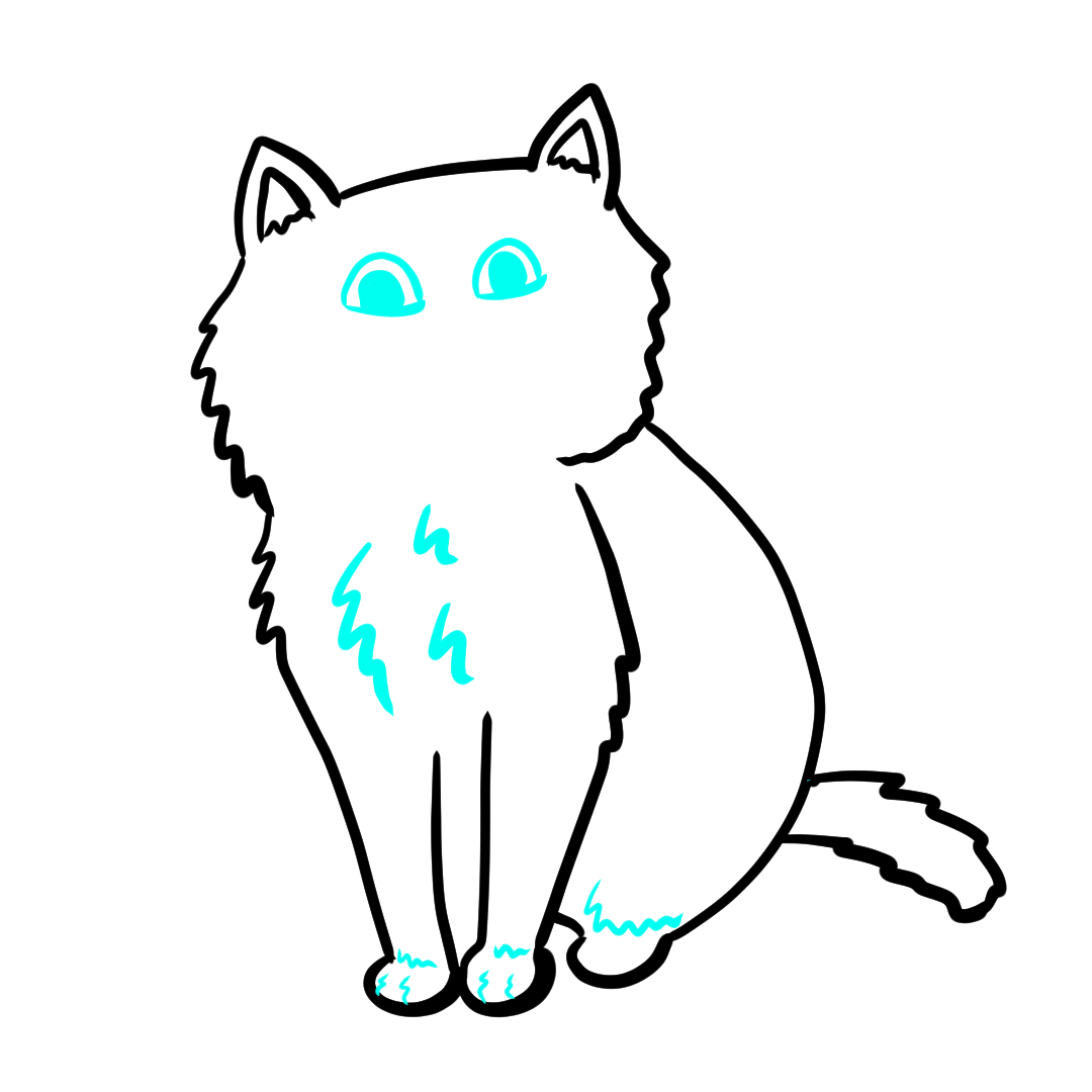 Step 11 of drawing a simple cat showing the eyes