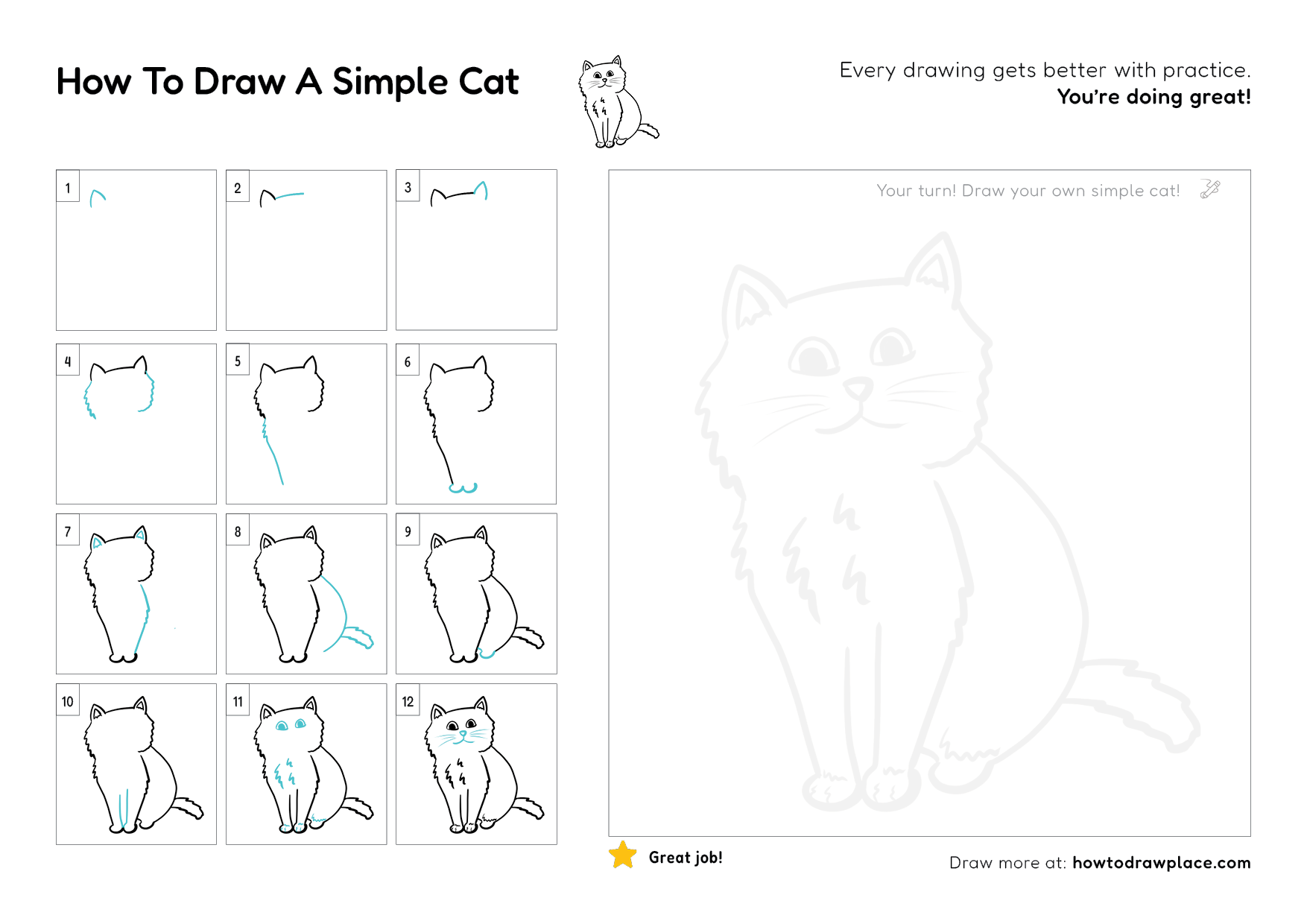 Preview of free Cats drawing printable worksheet